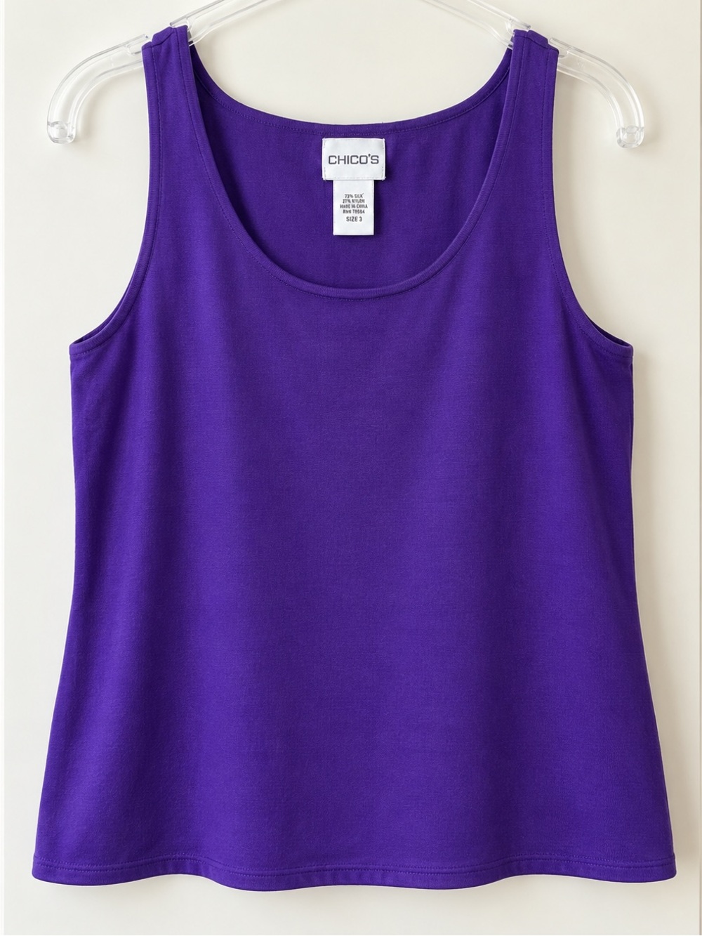 Chico’s Silk Blend Tank Top Size 3 XL Purple Sleeveless Stretch Shell